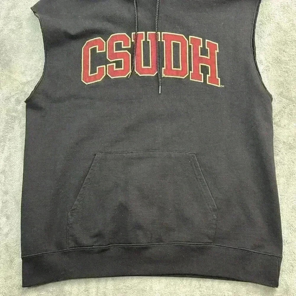 Champion Hoodie Mens Large Cal State Dominguez Hills CSUDH Sleeveless Black Gym - Picture 5 of 9